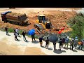 Incredible complete conner 100 by bulldozer moving soil into under mud and dump truck pouring soil