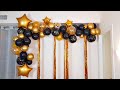 DECORACIÓN CON GLOBOS NEGRO Y DORADO😍decoration ballloons black and gold