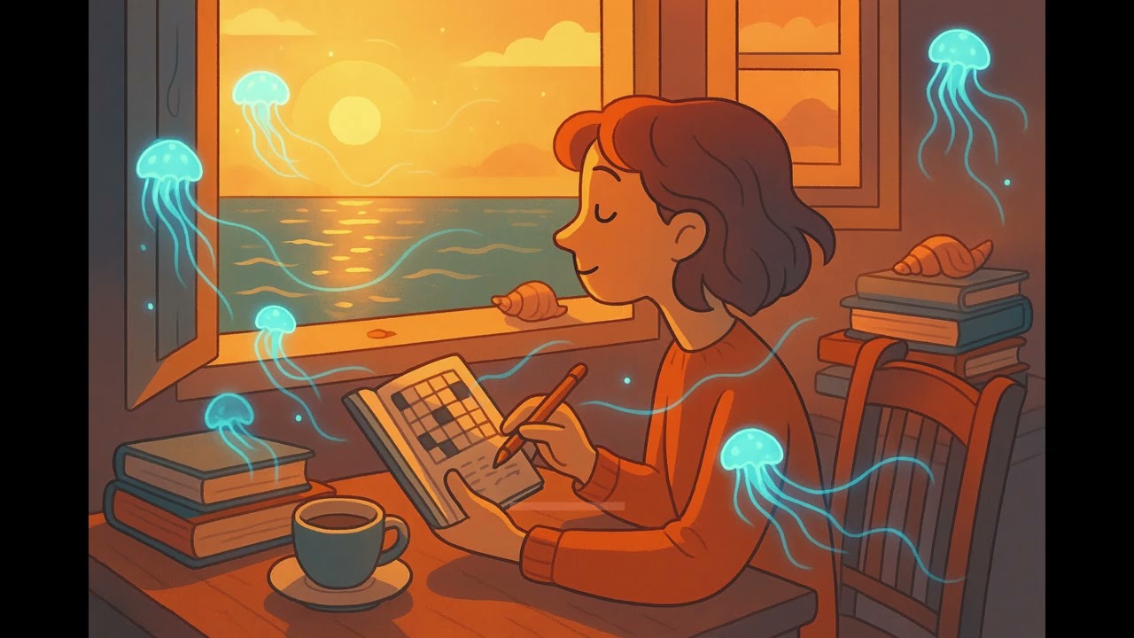 Tonton Jellylight Study Lo-fi 🧿🪼 | Crosswords and Floating Oceans di YouTube Tonton Jellylight Study Lo-fi 🧿🪼 | Crosswords and Floating Oceans di YouTube