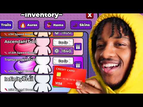 SPENDING $100,000 FOR EVERY TRAIL IN ROBLOX +1 SPEED KEYBOARD ESCAPE