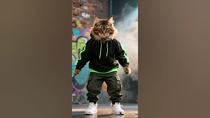 Watch the video about 😹 Fluffy Maine Coon Cat Dancing Funny Moves 🐾✨ #shorts #cat #catdance