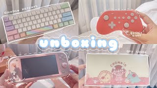 🎀 cute & unnecessary gaming and setup accessories || rainbow keycaps, sakura switch lite, etc.