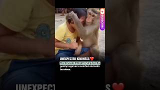She Was Crying Until a Wild Monkey Did This 🐒 #heartwarming #viral