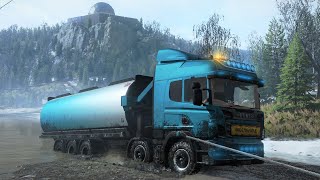 SnowRunner - Scania 10x10 Heavy Fuel Tanker Truck - Driving Snow Offroad