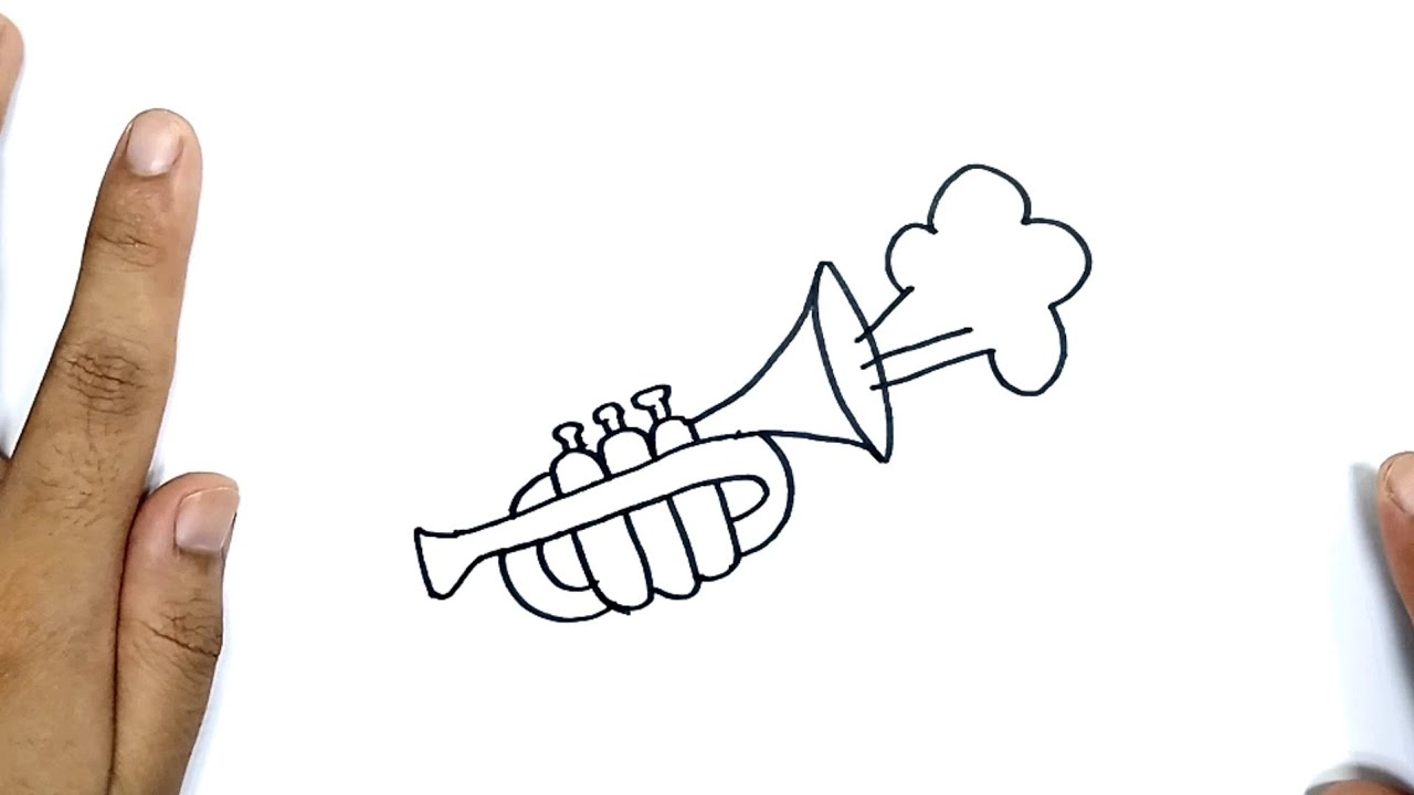 How to draw a trumpet / Cara menggambar trompet - YouTube