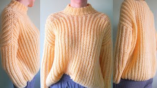 How to knit a very simple oversized sweater for beginners - overview