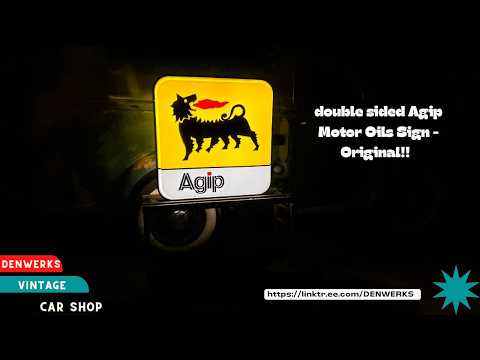 Double Sided Agip Sign Italian Automobilia Agip Motor Oils Shop Signs Garage Art Original Sign!!