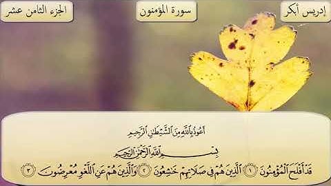 سورة المؤمنون بصوت الشيخ إدريس أبكر