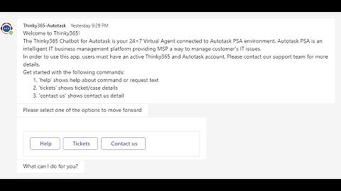 Thinky365 Teams Chatbot - Autotask