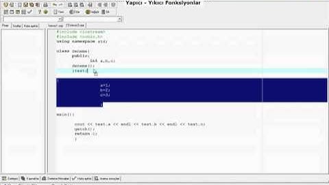 C++ Dersleri – 23 – C++ Class Yapısı Yapıcı – Yıkıcı Fonksiyonlar