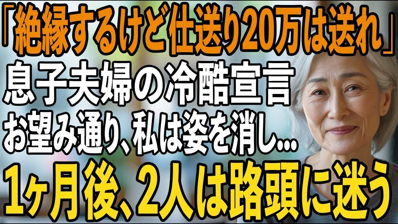 「絶縁するけど、仕送り20万は必ず送れよ」絶縁宣告をしつつ金銭要求を続ける息子夫婦→呆れた私は即座に仕送りを打ち切って完全に無視した結果【シニアライフ】【60代以上の方へ】