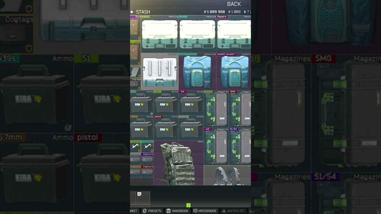 how i organize my stash in tarkov (EOD) shorts YouTube