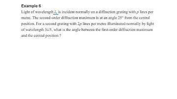 Diffraction grating (Part 7 Example 6)