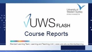 vUWS FLASH : Course Reports
