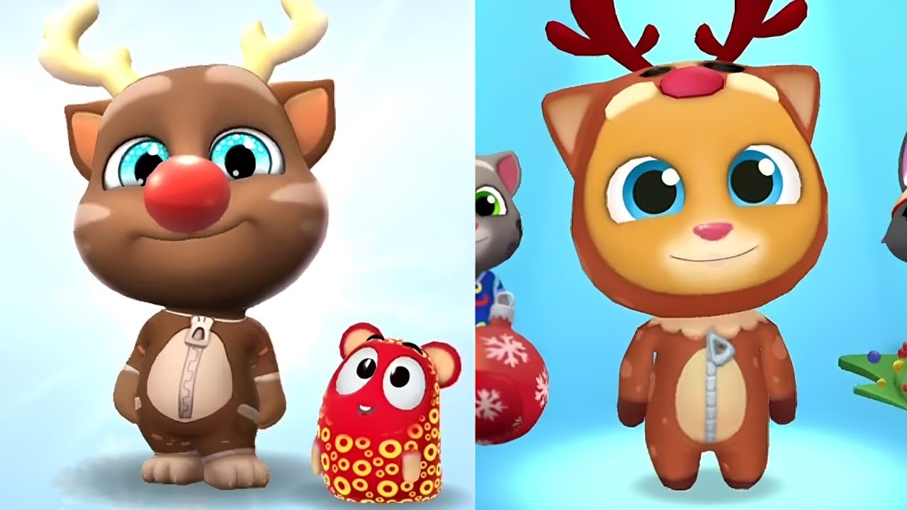 My Talking Tom 2 vs Talking Tom Gold Run Christmas update Reindeer ...