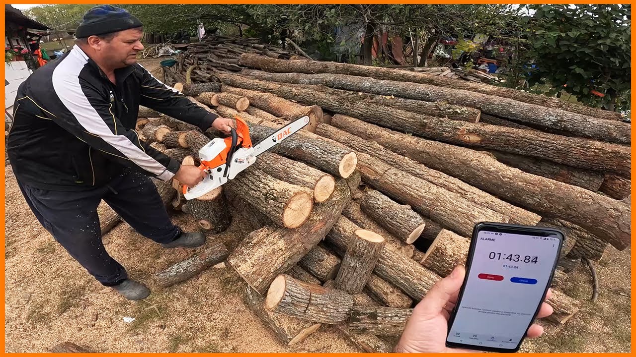 Câte LEMNE de peste 4 m🌲 TĂIEM în 5 minute cu drujba RURIS DAC 601RS🪓⏱️