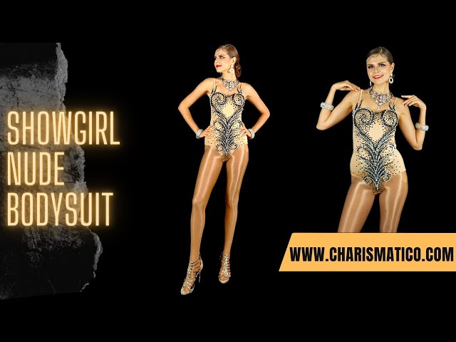 CHARISMATICO Blackout Swirl Mirror Showgirl Nude Leotard