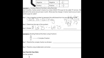 Lesson 3.5 Guided Notes Dividing Rational Numbers