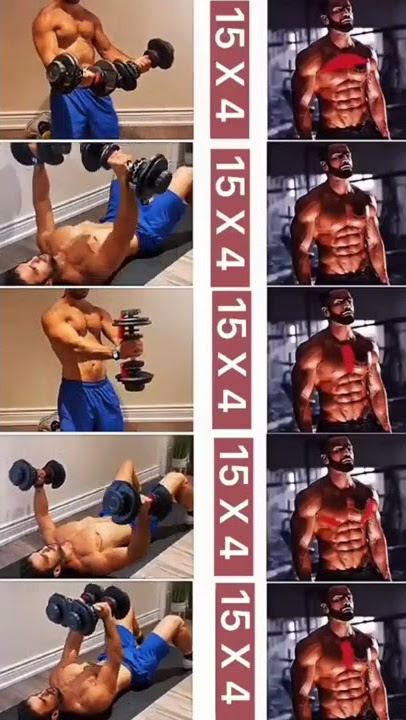 Program latihan dada dan lengan hanya menggunakan dua dumbell#gym #fitness #workout#shorts
