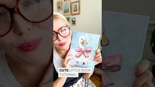 EASY Impressionist White Duck with Pink Bow Acrylic Painting Tutorial 🦆🎀
