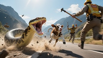 Brave Heroes Save Helpless Calf from GIANT Python