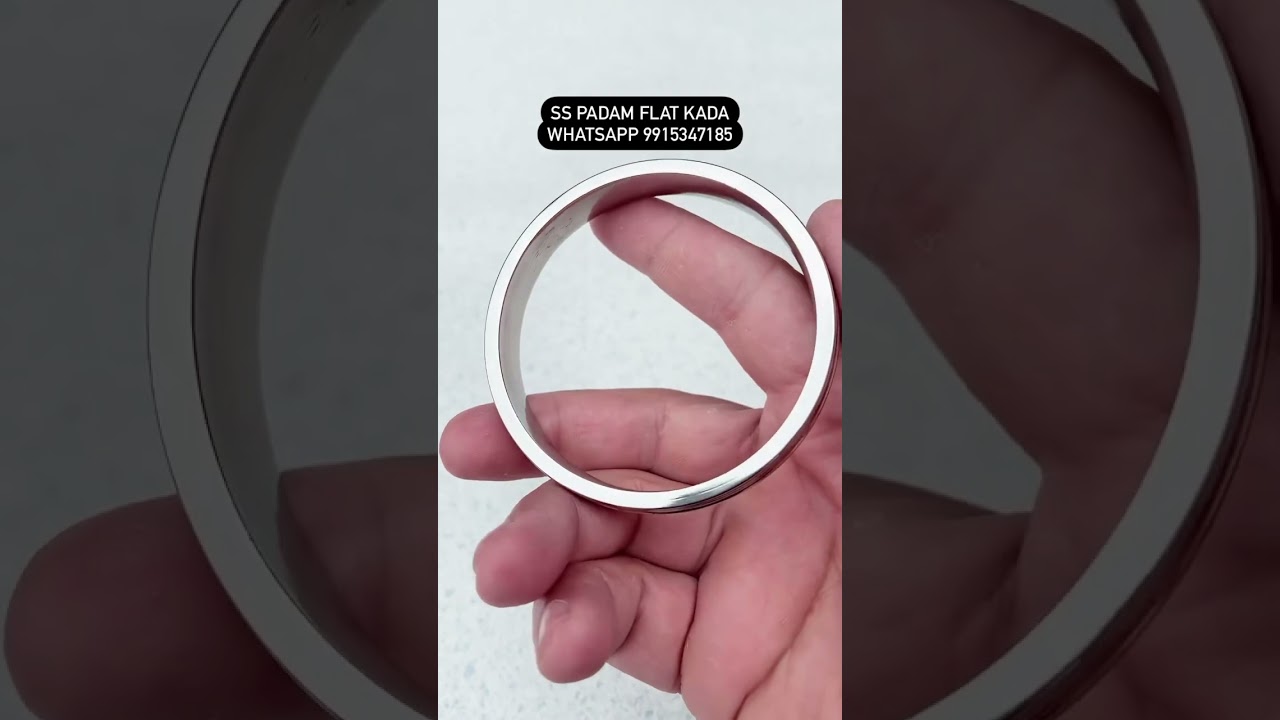 Stainless Steel Flat Broad Kada With Brass Ring 