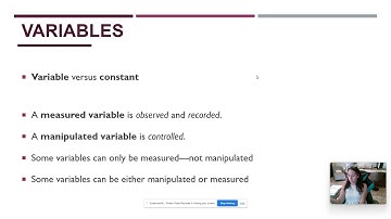 Introduction to Variables: Constant, Measured, & Manipulated; Conceptual & Operational Definitions