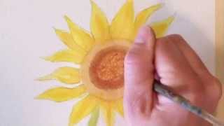 sunflower watercolor step paint draw water tutorial pencil guide paintingvalley