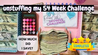 COMPLETED! UNSTUFFING MY 54 WEEK SAVINGS CHALLENGE BINDER | SAVING MONEY