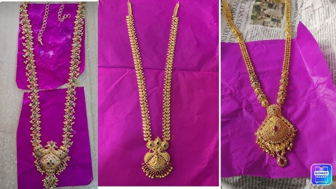 30Grams Gold Long Haram Designs With Shop Details #Longharam  #Lightweightlongharam #Mdvjewellers - Youtube
