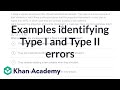 Examples identifying Type I and Type II errors | AP Statistics | Khan Academy