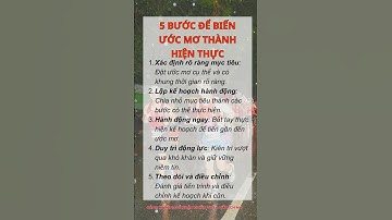 5 BƯỚC ĐỂ BIẾN ƯỚC MƠ THÀNH HIỆN THỰC