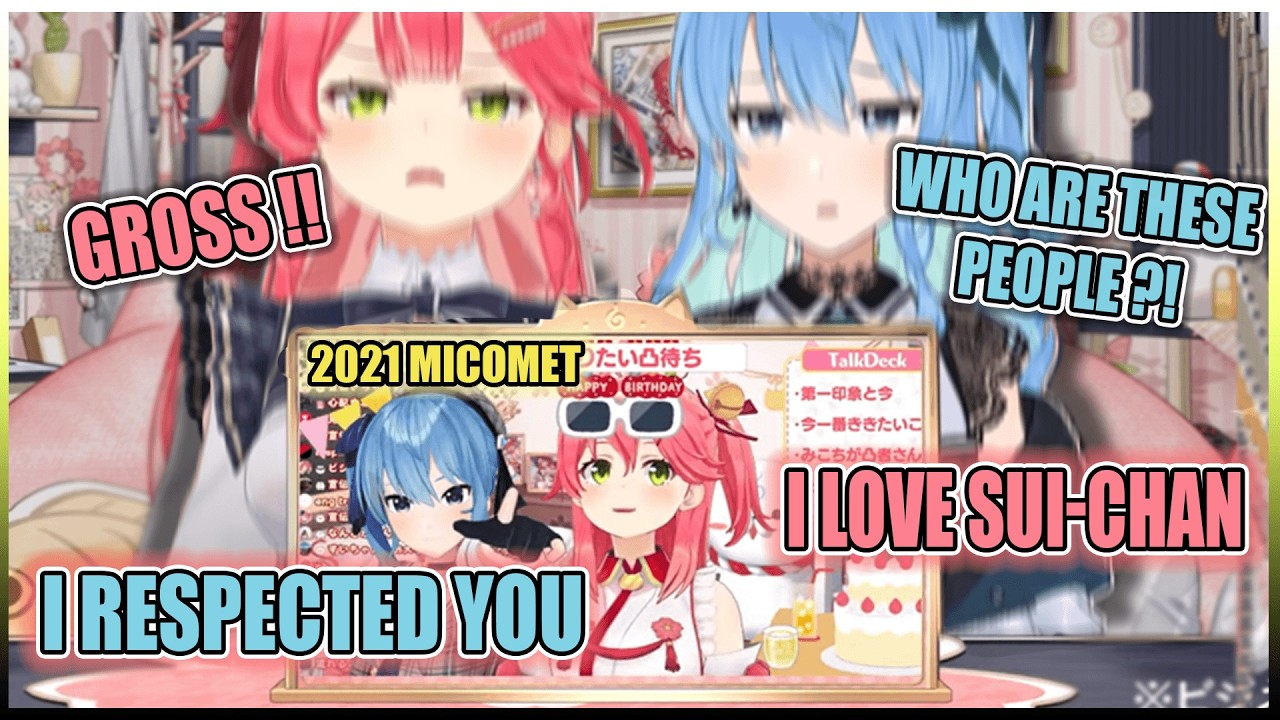 Miko and Suisei Can't Stop Cringing at Old MICOMET Clips ~ Hololive Sakura Miko Hoshimachi Suisei