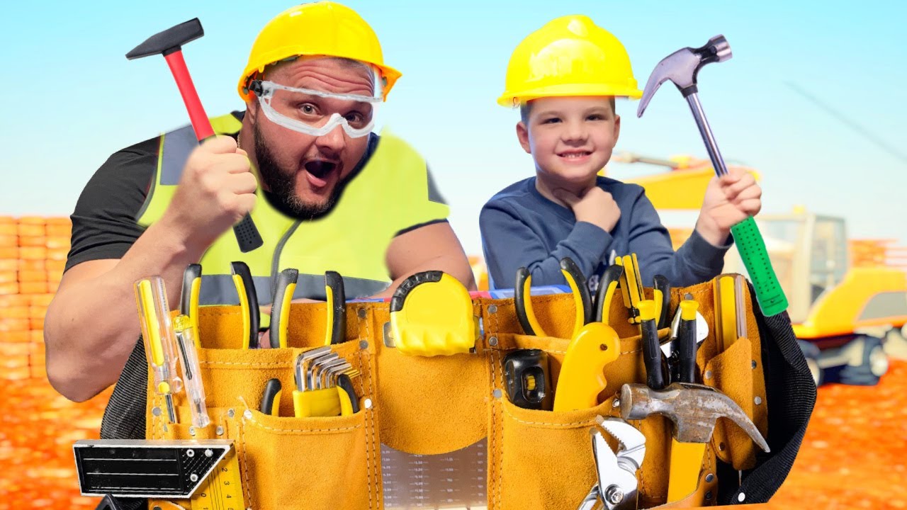 Download CALEB and DAD LEARN about TOOLS for KIDS and BUILD a Wooden CRAFT with REAL TOOLS!
