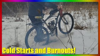 Motorized Bike Cold Starts and Burnouts!
