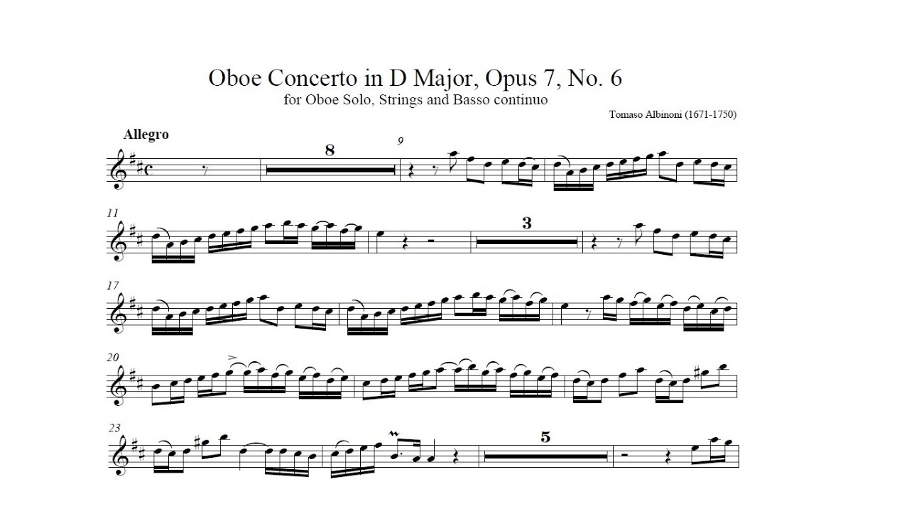 Tomaso Albinoni: Oboe Concerto op.7 n.6 (Joachim Schäfer, trumpet