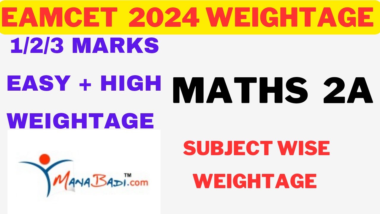 AP/ TS EAMCET 2024 MATHS 2A EAMCET 2024 WEIGHTAGE YouTube