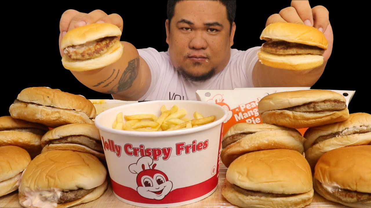 10PCS JOLLIBEE YUMBURGER MUKBANG ASMR | PALABOK | PEACH MANGGO PIE | MUKBANG PHILIPPINES