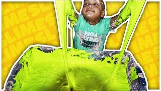 DIY MEGA FLUFFY SLIME BALL! GROSS GIANT SLIME MONSTER ATTACKS LITTLE BOY!