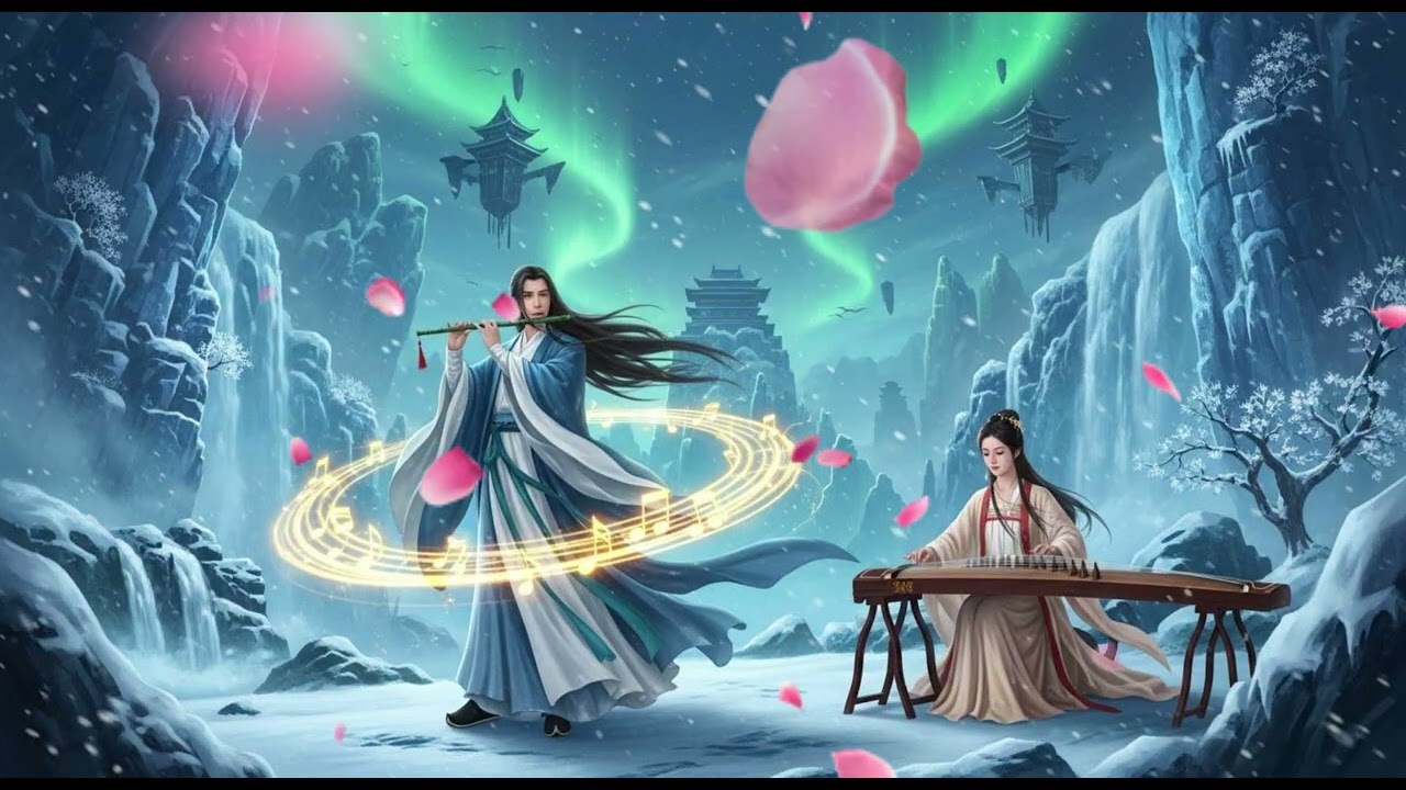 Snowy Mountains & Glowing Melodies – Chinese Flute Music for Bedtime & Focus