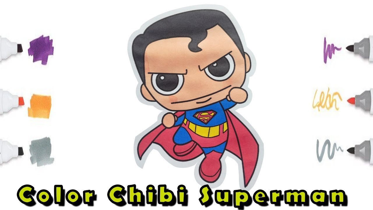 Coloring pages for kids Chibi Superman | Мультик - раскраска для детей Чиби Супермен