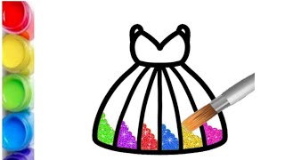 How To Draw Rainbow Dress For kids and Toddler |Easy To Draw Cute Rainbow dress |kids drawing video.