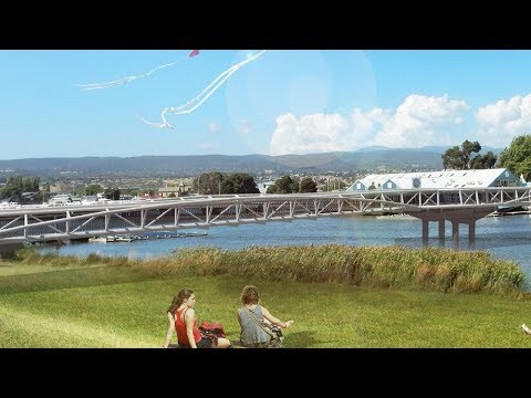 Final design of the North Bank pedestrian and cyclist bridge across the North Esk River.