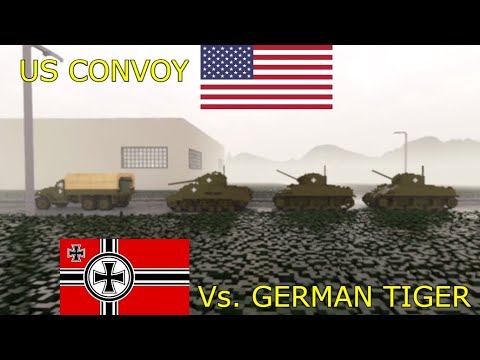 US Convoy Vs 1 German Tiger - Teardown tank battle