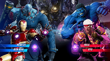 Nemesis & Iron Man vs Blue Hulk & Evil Ryu (Very Hard) Marvel vs Capcom | 4K UHD Gameplay
