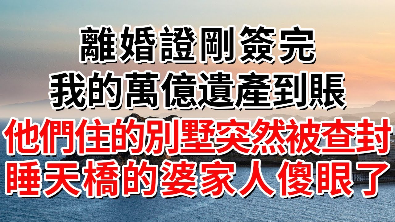 離婚證剛簽完，我的萬億遺產到賬，他們住的別墅突然被查封，睡天橋的婆家人傻眼了#人际关系 #为人处世 #人生感悟 #生活经验 #情感故事