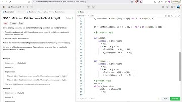 leetcode 3510  Minimum Pair Removal to Sort Array II | SortedList