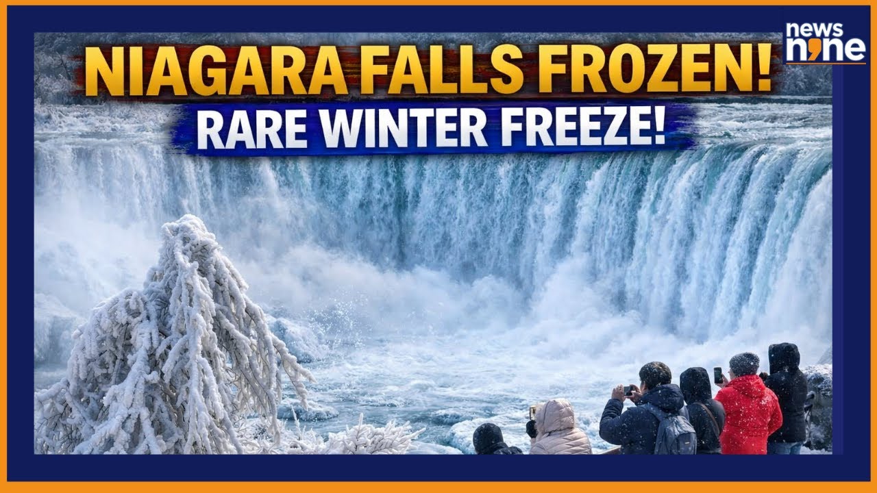 Partially Frozen Niagara Falls Stuns Tourists Amid Harsh Winter Cold