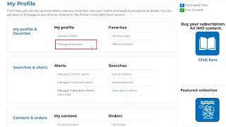 Features found in the My Profile area of ePublications