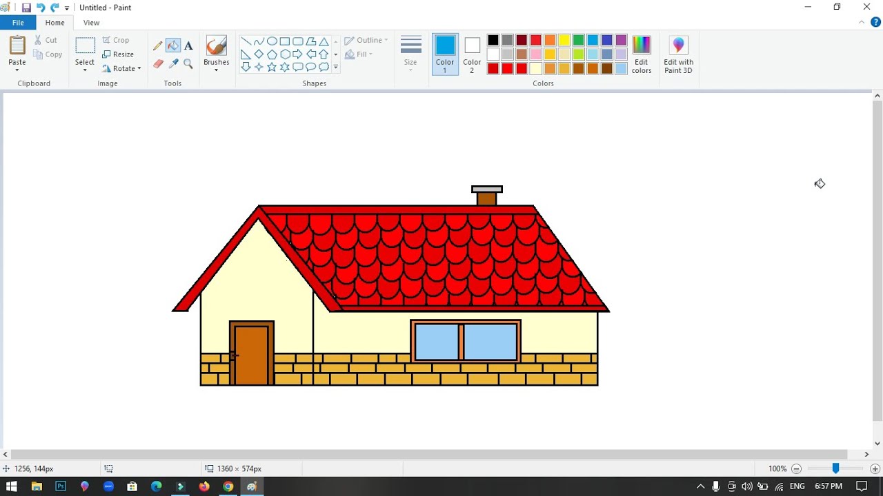 How to draw a 3d house in computer using Ms Paint - YouTube